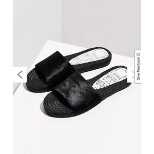 Dolce Vita Vonn Calf Hair Black Espadrille Slide Sandals New Size 7‎